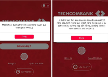 App Techcombank banking bị lỗi hệ thống, lỗi chuyển tiền mã 2522, 10011 hôm nay 2022